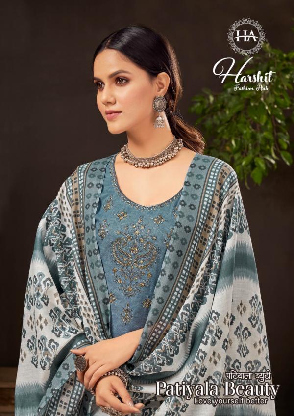 Harshit Patiyala Beauty Cotton Self Embroidery Designer Dress Material